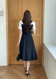 Michelle Tie Color Matching Tulip Flare Long One Piece