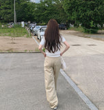 Gently Pintuck Summer Banding Long Wide Cotton Pants