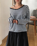 Soy Striped V-Neck Knit