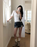 Cove Vintage Damaged Denim Shorts