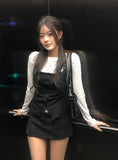 Toa Dot Halter Sleeveless Boat Neck Long Sleeve T-Shirt