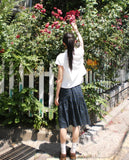 Kiro Check Tiered Banding Midi Skirt
