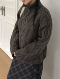 Hyoro Button High Neck Cable Knit