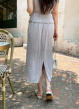 Weave Pleats Banding Skirt