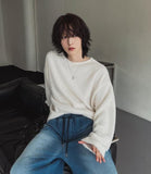 Prism boat neck knit long sleeve T-shirt