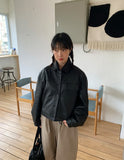 Toda Crop Leather Oocket Jacket