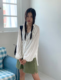 Morton back-slit see-through strap boxy fit long sleeve shirt