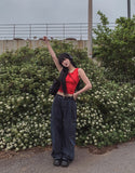 [UL DENIM] 4 Colors Pintuck Wide Cargo Denim Pants