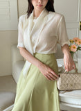 Dier Scarf Tie Short Sleeve Blouse