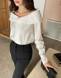 Verna See-Through Big Collar Blouse