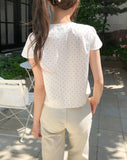 Enne Dot Ribbon Pintuck Blouse