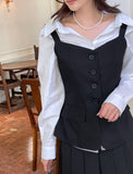 Cherno Open Collar Strap Shirt Blouse