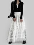 Feather See-Through Tiered Skirt