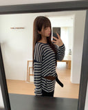 Mui Stripe Round Neck Loose Fit Knit