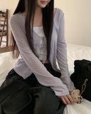 Bamin dot strap see-through cardigan