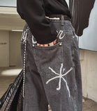 Carry Of Back Lettering Denim Pants