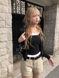 Molan Color Matching Layered Button Cap Sleeveless