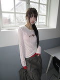 Hizel Donkey See-through Tencel Long Sleeve T-shirt