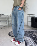 Neble Unbalanced Line Denim Pants