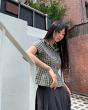 Ascend Check Collar Pin Tuck Shirt