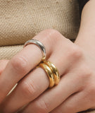 Champagne Full Moon Slim Silver Ring M