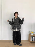 [unisex] Endel Stripe Net Hood Zip-up