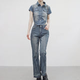 Pias denim cropped shirt