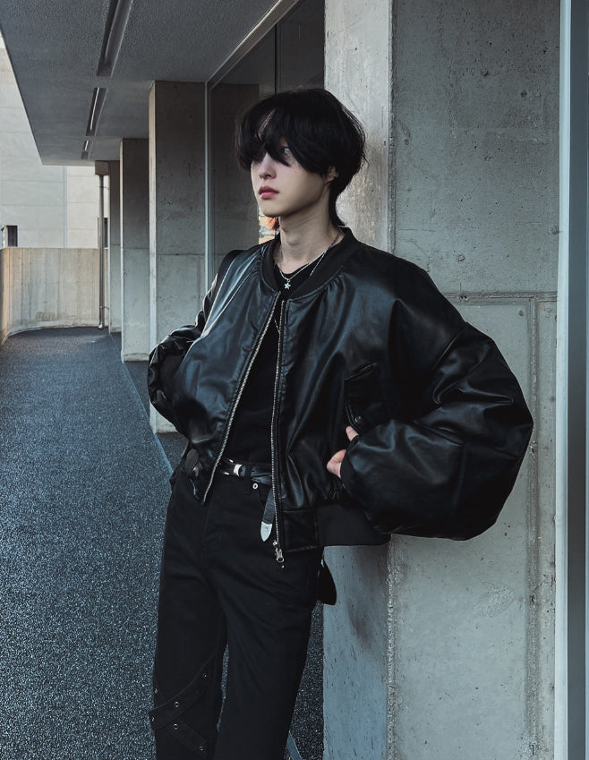 2plan (ツープラン) - エボニッククロップレザーMA-1 / Ebonic Crop Leather MA-1 – einz.jp