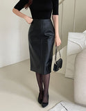 Roel Leather H-Line Skirt