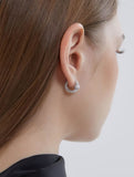 Orbit Silver (W) Full Pave One-Touch Earrings