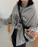 Melka Heart Printing Hood Zip-Up