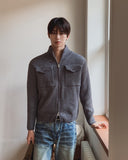 Horin Pocket Semi-Crop Knit Zip-Up