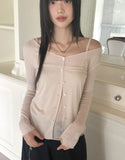 [SET] Bento Basic See-Through Sleeveless Cardigan Set