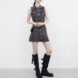 Tein sleeveless denim one piece