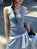 Choa Stripe Halter Sleeveless