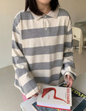 Chopin stripe collar long sleeve tee