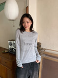 Reposs Lettering Printing Long Sleeve Tee
