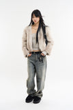 Mio non-closing open fur jacket
