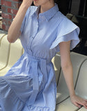 Mary Frill Stripe Shirt Long One Piece