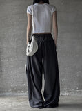 Signature pin tuck wide slacks