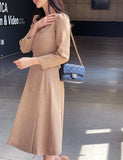Romid Double Button Puff Tweed Flare One Piece