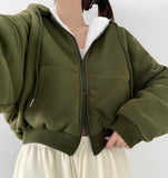 High Quality Full Mink Boa Fur Lining Thick Two-Way Crop Hood Zip-Up