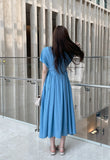 Javet V-Neck Pintuck Flare Long One Piece
