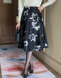 Blin Neoprene Flower Jacquard Flare Skirt