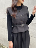 Jewel Vest Combi Pleated One Piece Set (Belt Set)