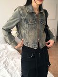 Batte Vintage Y2K Washing Two-Way Denim Jacket