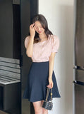 Livel Heart Neck Puff Blouse