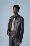 [Real Leather] Lambskin China Collar Jacket