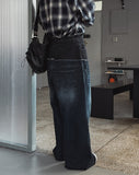 Kio two-tone layered denim pants