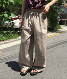 Pookie Linen Stripe Banding Wide Long Pants